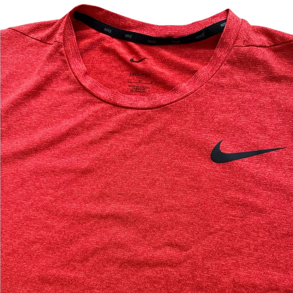 Nike Dri-Fit Red‎ Men’s T-Shirt Size Large Nike Logo Basic Tee Stretch Swoosh